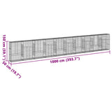 Gabion Basket with Cover 1000x50x150 cm Galvanised Iron - Close-Up Angle