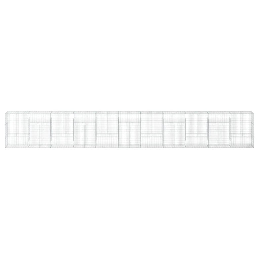 Gabion Basket with Cover 1100x50x150 cm Galvanised Iron