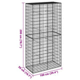 Gabion Basket with Cover 100x50x200 cm Galvanised Iron - Close-Up Angle