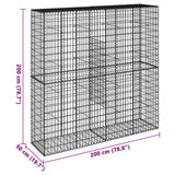 Gabion Basket with Cover 200x50x200 cm Galvanised Iron - Close-Up Angle
