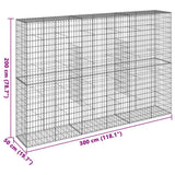 Gabion Basket with Cover 300x50x200 cm Galvanised Iron - Close-Up Angle