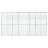 Gabion Basket with Cover 400x50x200 cm Galvanised Iron - Side View