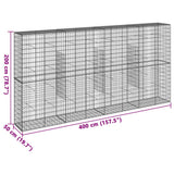 Gabion Basket with Cover 400x50x200 cm Galvanised Iron