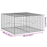 Gabion Basket with Cover 100x100x50 cm Galvanised Iron - Close-Up Angle