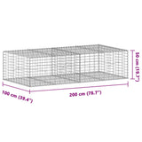 Gabion Basket with Cover 200x100x50 cm Galvanised Iron - Close-Up Angle