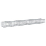 Gabion Basket with Cover 600x100x50 cm Galvanised Iron - Front View