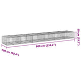 Gabion Basket with Cover 600x100x50 cm Galvanised Iron - Close-Up Angle
