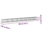 Gabion Basket with Cover 800x100x50 cm Galvanised Iron - Close-Up Angle