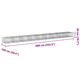 Gabion Basket with Cover 900x100x50 cm Galvanised Iron