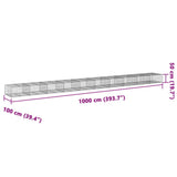 Gabion Basket with Cover 1000x100x50 cm Galvanised Iron - Close-Up Angle