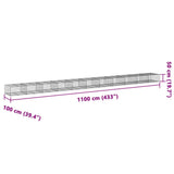 Gabion Basket with Cover 1100x100x50 cm Galvanised Iron