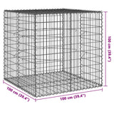 Gabion Basket with Cover 100x100x100 cm Galvanised Iron - Close-Up Angle