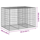 Gabion Basket with Cover 150x100x100 cm Galvanised Iron - Close-Up Angle