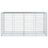 Gabion Basket with Cover 200x100x100 cm Galvanised Iron - Side View