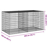 Gabion Basket with Cover 200x100x100 cm Galvanised Iron - Close-Up Angle