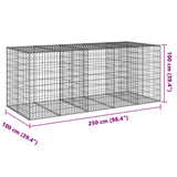 Gabion Basket with Cover 250x100x100 cm Galvanised Iron - Close-Up Angle
