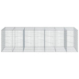 Gabion Basket with Cover 350x100x100 cm Galvanised Iron - Side View