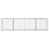 Gabion Basket with Cover 400x100x100 cm Galvanised Iron - Side View
