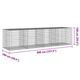 Gabion Basket with Cover 400x100x100 cm Galvanised Iron