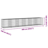 Gabion Basket with Cover 600x100x100 cm Galvanised Iron