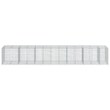 Gabion Basket with Cover 650x100x100 cm Galvanised Iron - Side View