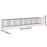 Gabion Basket with Cover 700x100x100 cm Galvanised Iron