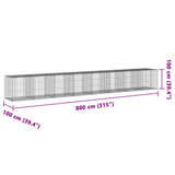 Gabion Basket with Cover 800x100x100 cm Galvanised Iron