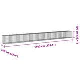 Gabion Basket with Cover 1100x100x100 cm Galvanised Iron - Close-Up Angle