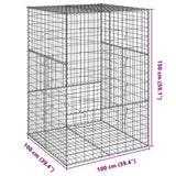 Gabion Basket with Cover 100x100x150 cm Galvanised Iron - Close-Up Angle