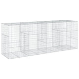 Gabion Basket with Cover 400x100x150 cm Galvanised Iron - Front View