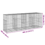Gabion Basket with Cover 400x100x150 cm Galvanised Iron - Close-Up Angle
