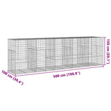 Gabion Basket with Cover 500x100x150 cm Galvanised Iron - Close-Up Angle