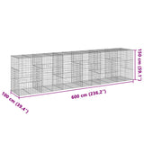 Gabion Basket with Cover 600x100x150 cm Galvanised Iron - Close-Up Angle