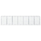 Gabion Basket with Cover 700x100x150 cm Galvanised Iron - Side View