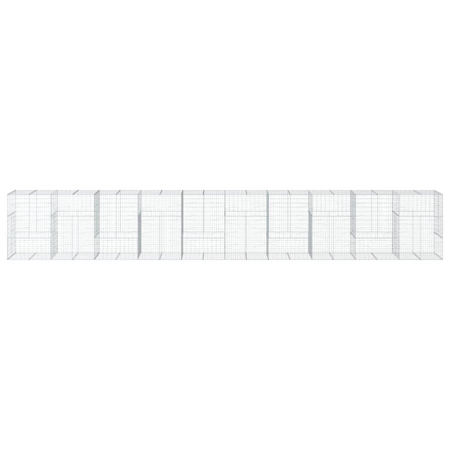 Gabion Basket with Cover 1000x100x150 cm Galvanised Iron