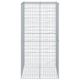 Gabion Basket with Cover 100x100x200 cm Galvanised Iron - Side View