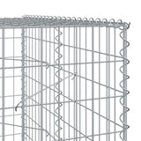 Gabion Basket with Cover 100x100x200 cm Galvanised Iron - Rear View