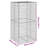 Gabion Basket with Cover 100x100x200 cm Galvanised Iron - Close-Up Angle