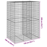 Gabion Basket with Cover 150x100x200 cm Galvanised Iron - Close-Up Angle