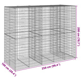 Gabion Basket with Cover 250x100x200 cm Galvanised Iron - Close-Up Angle