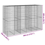 Gabion Basket with Cover 300x100x200 cm Galvanised Iron - Close-Up Angle