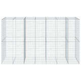 Gabion Basket with Cover 350x100x200 cm Galvanised Iron - Side View
