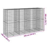 Gabion Basket with Cover 350x100x200 cm Galvanised Iron - Close-Up Angle