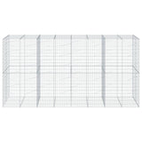 Gabion Basket with Cover 400x100x200 cm Galvanised Iron - Side View