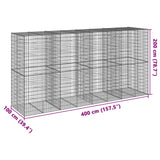 Gabion Basket with Cover 400x100x200 cm Galvanised Iron - Close-Up Angle
