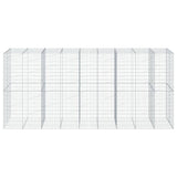 Gabion Basket with Cover 450x100x200 cm Galvanised Iron - Side View