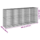 Gabion Basket with Cover 450x100x200 cm Galvanised Iron - Close-Up Angle