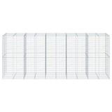 Gabion Basket with Cover 500x100x200 cm Galvanised Iron