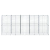 Gabion Basket with Cover 500x100x200 cm Galvanised Iron - Side View