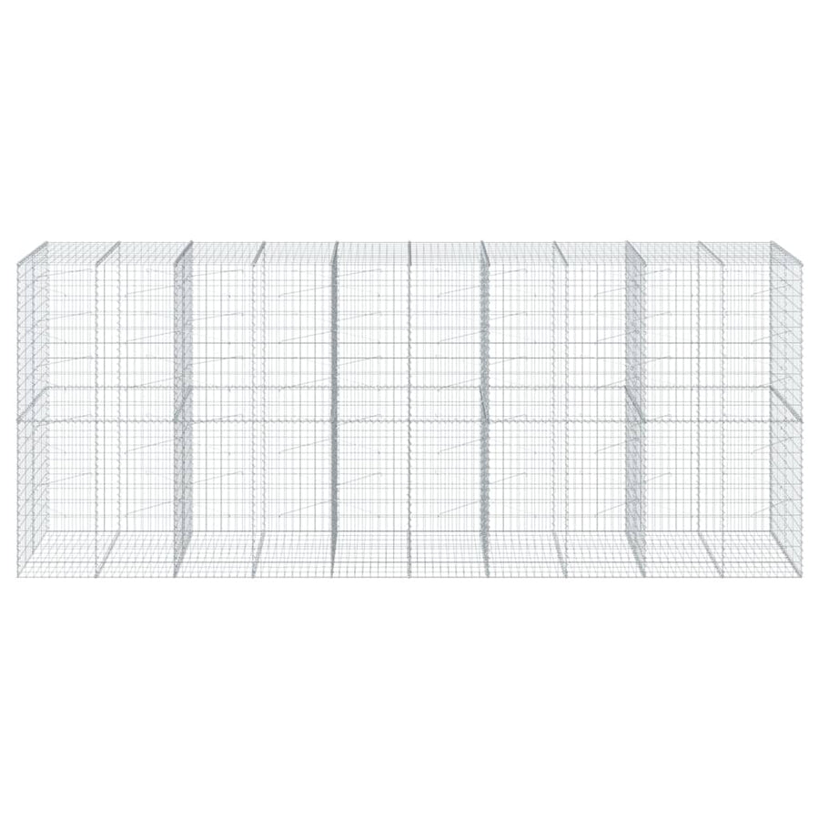 Gabion Basket with Cover 500x100x200 cm Galvanised Iron